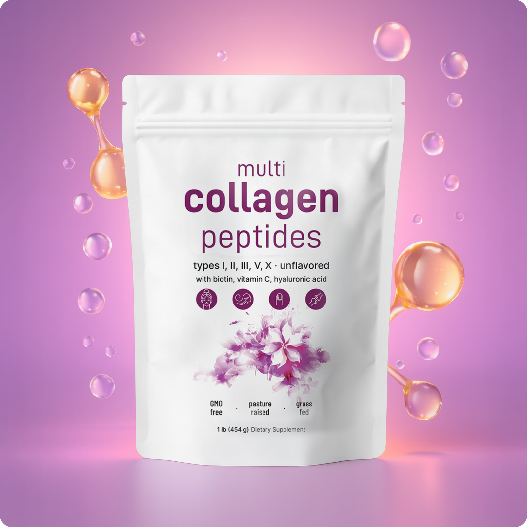 LAMD - Multi Collagen Peptides Powder with Hyaluronic Acid, Biotin & Vitamin C (Unflavored)