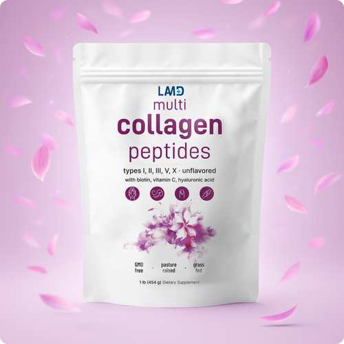 LAMD - Multi Collagen Peptides Powder with Hyaluronic Acid, Biotin & Vitamin C (Unflavored)